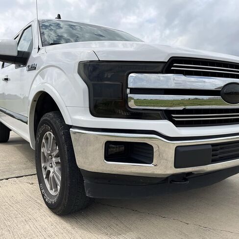 لون دخان الفينيل المقطوع مسبقًا من SlickMod للمصباح الأمامي ومصباح الضباب لسيارة Ford F150 2018-2020 (1. المصباح الأمامي ومصباح الضباب، 20% دخان داكن) in Saudi Arabia