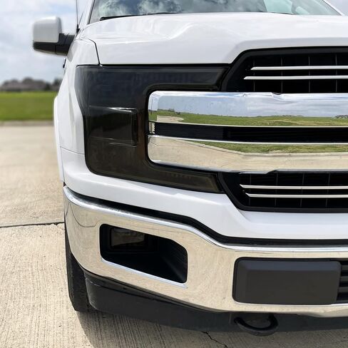 لون دخان الفينيل المقطوع مسبقًا من SlickMod للمصباح الأمامي ومصباح الضباب لسيارة Ford F150 2018-2020 (1. المصباح الأمامي ومصباح الضباب، 20% دخان داكن) in Saudi Arabia