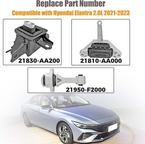 3 قطع من حوامل المحرك وحامل ناقل الحركة الأوتوماتيكي المتوافقة مع Hyundai Elantra 2.0L 2021-2023، استبدال حوامل المحرك وناقل الحركة للخدمة الشاقة 21830-AA200 21810-AA000 21950-F2000 in Kuwait