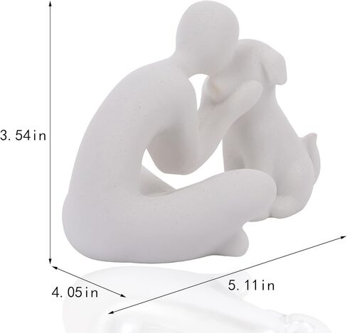 Dog Sculpture Home Decoration Decor Cute Statues Man and Dog Figurines Decor for Shelf、Living Room、Bedroom、Home， Memory Gifts for Pet Lovers in Kuwait