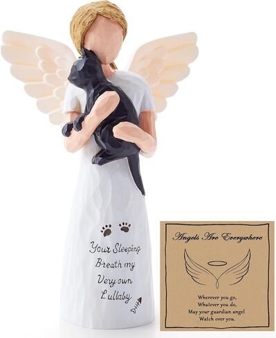 DUQGUHO هدايا تذكارية للكلاب تمثال ملاك هدايا تعاطف للحيوانات الأليفة من الراتنج شجرة الصفصاف تماثيل ملائكة الشفاء هدية للأم ديكور مكتب المنزل كلب أبيض in Kuwait