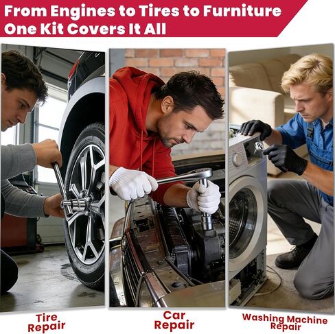 مجموعة أدوات ميكانيكا مترية، 95 قطعة 1/2 بوصة و1/4 بوصة مجموعة مقابس تأثير المحرك مع مقبض سقاطة، مجموعة مقابس عميقة وضحلة مع وصلة عالمية، مجموعة أدوات السيارات مع حقيبة للسيارة والدراجات النارية وإصلاح المنزل in Kuwait