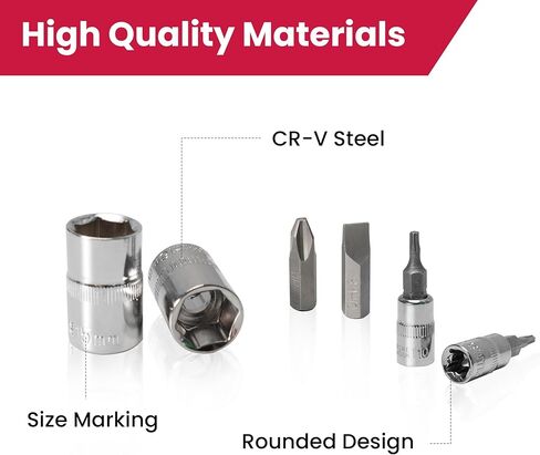 مجموعة أدوات ميكانيكا مترية، 95 قطعة 1/2 بوصة و1/4 بوصة مجموعة مقابس تأثير المحرك مع مقبض سقاطة، مجموعة مقابس عميقة وضحلة مع وصلة عالمية، مجموعة أدوات السيارات مع حقيبة للسيارة والدراجات النارية وإصلاح المنزل in Kuwait