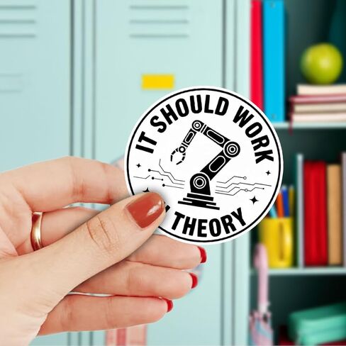 3Pcs It Should Work in Theory Sticker Funny Engineering Robot Arm Gift for Mechanical Engineers It Should Work in Theory Stickers Programmers Decal for Laptop Bottle Notebook Toolbox Hard Hat 3" in Saudi Arabia