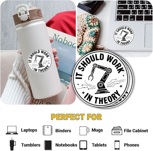 3Pcs It Should Work in Theory Sticker Funny Engineering Robot Arm Gift for Mechanical Engineers It Should Work in Theory Stickers Programmers Decal for Laptop Bottle Notebook Toolbox Hard Hat 3" in Saudi Arabia