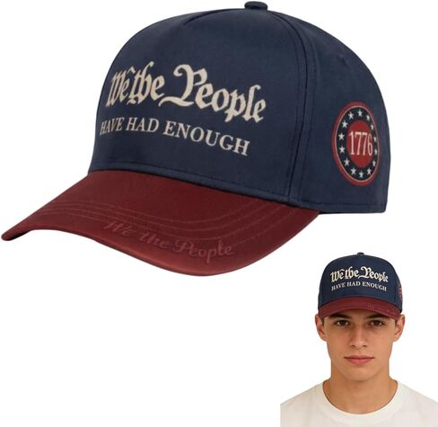 قبعة We The People Have Enough Hat، قبعة بيسبول وطنية بالولايات المتحدة الأمريكية للرجال والنساء، تاج منظم، طباعة التسامي، قبعة بيان 1776، أزرق in Saudi Arabia