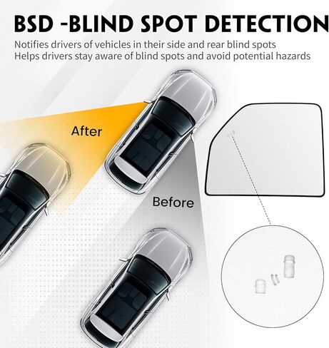 Left Driver Side Lower & Upper Mirror Glass Replacement for 2015-2024 Ford F150 F250 F350 F450 F550, Towing Mirrors Convex Rearview Glass with Backing Plate and Blind Spot Light in Kuwait