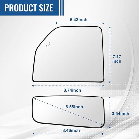 Left Driver Side Lower & Upper Mirror Glass Replacement for 2015-2024 Ford F150 F250 F350 F450 F550, Towing Mirrors Convex Rearview Glass with Backing Plate and Blind Spot Light in Kuwait