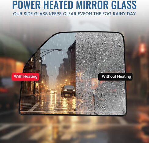 Left Driver Side Lower & Upper Mirror Glass Replacement for 2015-2024 Ford F150 F250 F350 F450 F550, Towing Mirrors Convex Rearview Glass with Backing Plate and Blind Spot Light in Kuwait