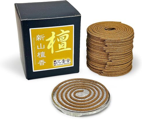 I H INCENSE HOUSE+ - ملف بخور خشب الصندل ShinShan · 48 ملفًا · 3.5-4 ساعات · الاستخدام اليومي · حامل بخور شبكي معدني متضمن · SS4H (صندوق واحد) in Kuwait