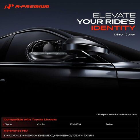 أغطية أغطية مرآة الرؤية الخلفية الجانبية للسائق والراكب من A-Premium - متوافقة مع Toyota Corolla 2020 2021 2022 2023 2024 - أسود ناعم in Saudi Arabia