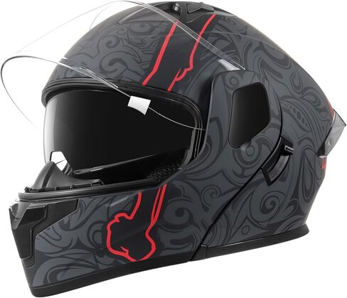SPARK Motorcycle Dual Visor Flip up Modular Full Face Helmet Adult Men Women DOT Approved in Saudi Arabia