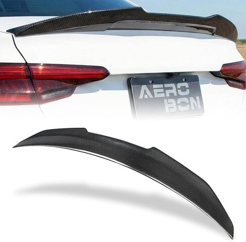 AeroBon Real Carbon Fiber Trunk Spoiler Compatible with 2017-2024 Audi A4 S4 Spoiler B9 (H Style) in Kuwait