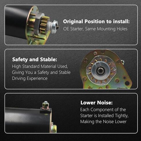 Starter Motor for Briggs & Stratton 11HP-25HP / Cub Cadet 1215 1220 GMT-125 GMT-190 364 Z-Force 18 44 87-06 / John Deere Z425 17-14 Replaces OE# AM106883 393499 497401 LG490420 in Kuwait