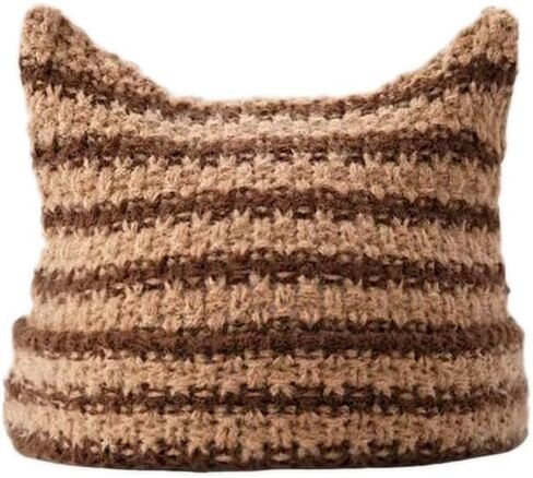 إمرأة شتاء بسط الجرونج اكسسوارات مترهل لينة قبعات صغيرة الكروشيه قبعات متماسكة الثعلب قبعة القط الأذن قبعة in Kuwait