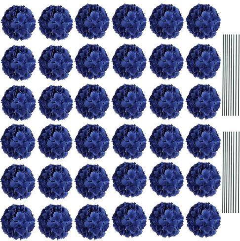 35 قطعة من زهور الكوبية الاصطناعية من AVIVIHO باللون الأزرق الداكن مع سيقان، باقة زهور الكوبية الحريرية الواقعية زهور وهمية لديكور الزفاف، قطع مركزية للطاولة، حمام الطفل، القوس، ديكور حفلات المنزل والمكتب in Kuwait