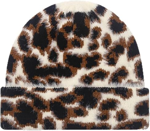 Cheetah Knit Beanie for Women – Warm Cozy Striped Zebra Animal Print Hat Trendy Casual Winter Cap Cold Weather in Saudi Arabia