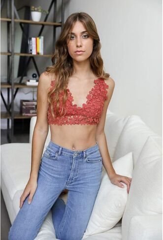 Womens Crochet Daisy Longline Bralette in Saudi Arabia