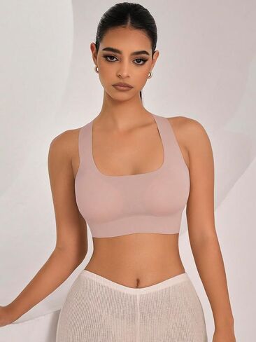 Women's Cross-Back Seamless Bra with Breathable Mesh Panels, Comfort Stretch Fabric for Workout, Sport & Daily Wear in Saudi Arabia