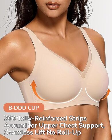 Womens Push Up Wireless Jelly Bra Mesh Deep V Plus Size Comfortable Supportive Seamless Everyday Bras in Kuwait