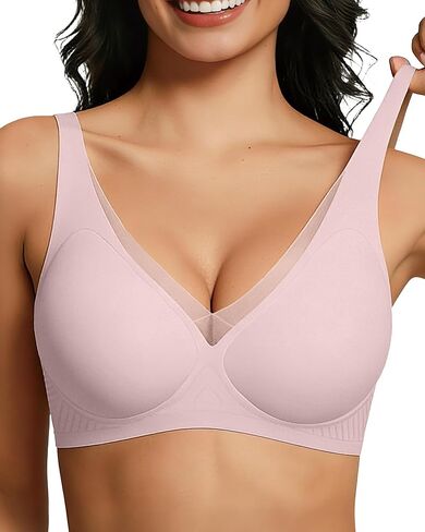 Womens Push Up Wireless Jelly Bra Mesh Deep V Plus Size Comfortable Supportive Seamless Everyday Bras in Kuwait