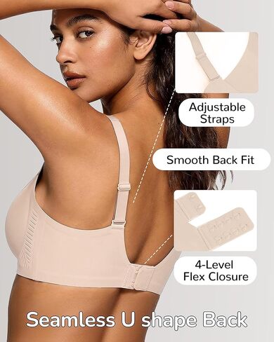 Womens Push Up Wireless Jelly Bra Mesh Deep V Plus Size Comfortable Supportive Seamless Everyday Bras in Kuwait