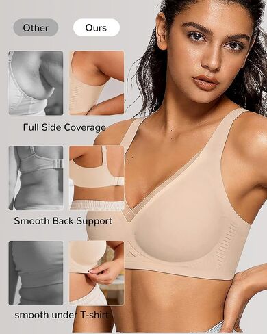Womens Push Up Wireless Jelly Bra Mesh Deep V Plus Size Comfortable Supportive Seamless Everyday Bras in Kuwait