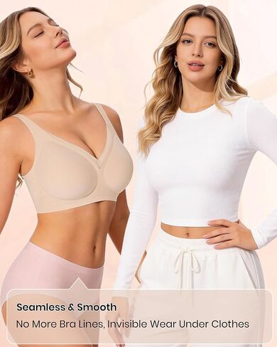 Womens Push Up Wireless Jelly Bra Mesh Deep V Plus Size Comfortable Supportive Seamless Everyday Bras in Kuwait