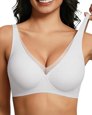 Womens Push Up Wireless Jelly Bra Mesh Deep V Plus Size Comfortable Supportive Seamless Everyday Bras in Kuwait