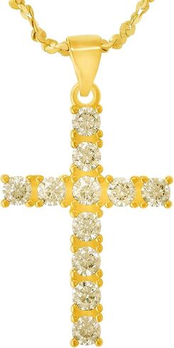 LIFETIME JEWELRY Cubic Zirconia Cross Necklace for Women & Men 24k Gold Plated in Saudi Arabia