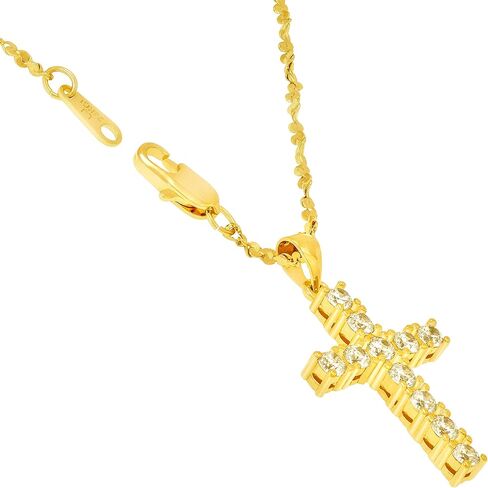 LIFETIME JEWELRY Cubic Zirconia Cross Necklace for Women & Men 24k Gold Plated in Saudi Arabia