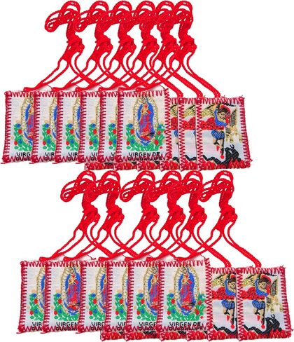 Bulk Catholic Scapulars with Saint Michael and Our Lady of Guadalupe, Religious Prayer Necklace for Men and Women, Multicolored Classroom Scapular Pack of 12 in Saudi Arabia