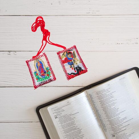 Bulk Catholic Scapulars with Saint Michael and Our Lady of Guadalupe, Religious Prayer Necklace for Men and Women, Multicolored Classroom Scapular Pack of 12 in Saudi Arabia