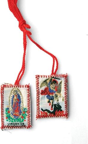 Bulk Catholic Scapulars with Saint Michael and Our Lady of Guadalupe, Religious Prayer Necklace for Men and Women, Multicolored Classroom Scapular Pack of 12 in Saudi Arabia
