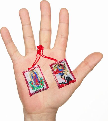 Bulk Catholic Scapulars with Saint Michael and Our Lady of Guadalupe, Religious Prayer Necklace for Men and Women, Multicolored Classroom Scapular Pack of 12 in Saudi Arabia