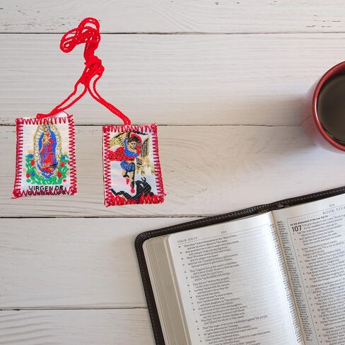 Bulk Catholic Scapulars with Saint Michael and Our Lady of Guadalupe, Religious Prayer Necklace for Men and Women, Multicolored Classroom Scapular Pack of 12 in Saudi Arabia
