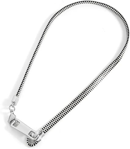 قلادة بسحاب فضي، قلادة عصرية، محيط 16.54 بوصة، سلسلة معدنية مع قلادة سحاب عملية in Kuwait