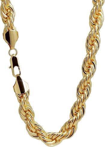 سلسلة حبل للرجال مطلية بالذهب عيار 14 قيراط هيب هوب لينك 10 مم سلسلة حبل ملتوية مكتنزة 18، ​​20، 24 و 30 بوصة مجموعة مغني الراب الذهبية الكبيرة إكسسوارات أزياء نسائية in Kuwait