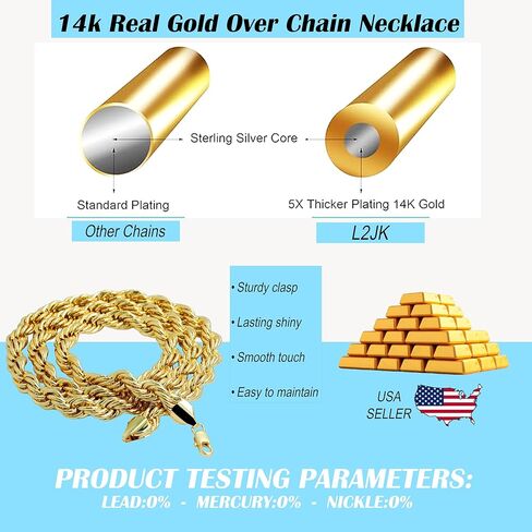 سلسلة حبل للرجال مطلية بالذهب عيار 14 قيراط هيب هوب لينك 10 مم سلسلة حبل ملتوية مكتنزة 18، ​​20، 24 و 30 بوصة مجموعة مغني الراب الذهبية الكبيرة إكسسوارات أزياء نسائية in Kuwait