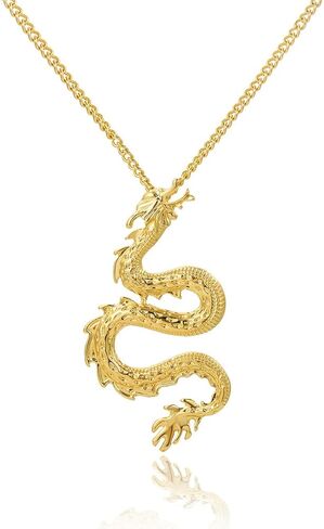 HUJUON Punk Gothic Dragon Pendant Necklace,Gold Silver Vintage Dragon Clavicle Chain Necklace Couple Jewelry for Women Men Gifts in Saudi Arabia