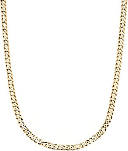 Savlano 14K Gold Plated 925 Sterling Silver 4mm Italian Solid Curb Cuban Link Chain Necklace For Men & Women - Made in Italy Comes Gift Box in Saudi Arabia