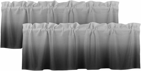 Teamery 2 حزمة الستائر الستارة لنوافذ المطبخ مجردة أومبير رمادي وأسود قضيب جيب الستار هندسية الفن صغير نافذة العلاج توبر لغرفة النوم غرفة المعيشة الحمام، 54x18in in Kuwait