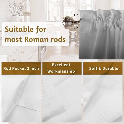 Teamery 2 حزمة الستائر الستارة لنوافذ المطبخ مجردة أومبير رمادي وأسود قضيب جيب الستار هندسية الفن صغير نافذة العلاج توبر لغرفة النوم غرفة المعيشة الحمام، 54x18in in Kuwait