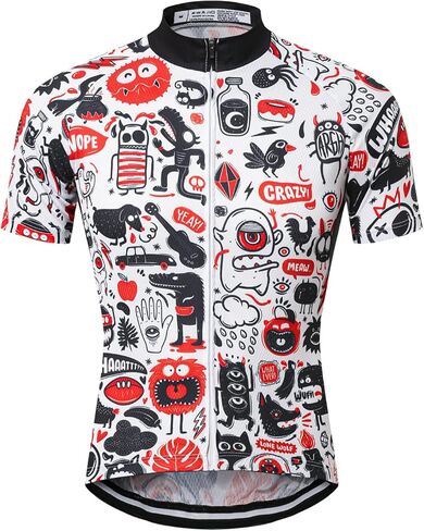 Men's Cycling Jersey Short Sleeve Breathable Quick Dry Reflective Graffiti Full Zip Bike Shirt with Pockets in Saudi Arabia