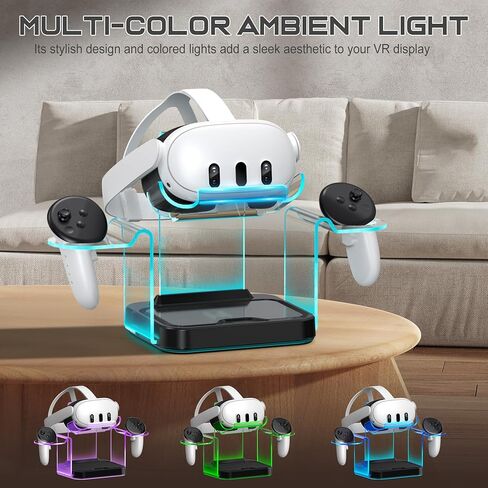 Charging Dock for Oculus Meta Quest 3/Quest 2,RGB VR Headset Charging Station with Adapter,USB A to C Cable and 4 Rechargeable Replacemnt Batteries for Quest 3 Charging Display Stand Accessories in Kuwait