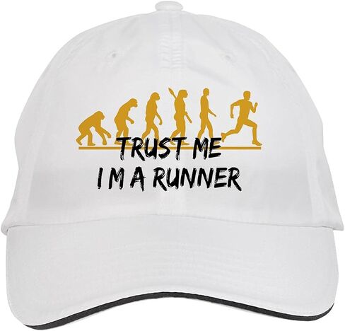 Makoroni - Trust ME I'M A Runner Run Runner قبعة قابلة للتعديل، DesC82 أبيض in Kuwait