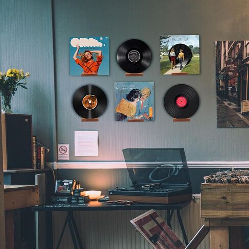 10 Pack Wood Vinyl Record Wall Mount, 4in Wood Record Holder Wall Mount Vinyl Album Holder Display Record Holder Floating Shelves Decorative in Kuwait
