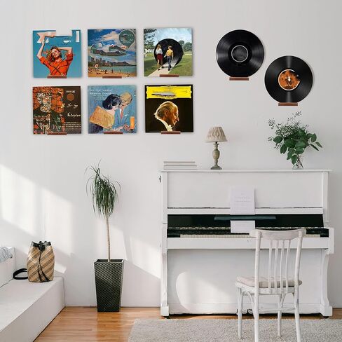 10 Pack Wood Vinyl Record Wall Mount, 4in Wood Record Holder Wall Mount Vinyl Album Holder Display Record Holder Floating Shelves Decorative in Kuwait