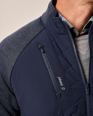 johnnie-O Men's Weller Lightweight Mixed Media Fleece Jacket, Navy in Kuwait