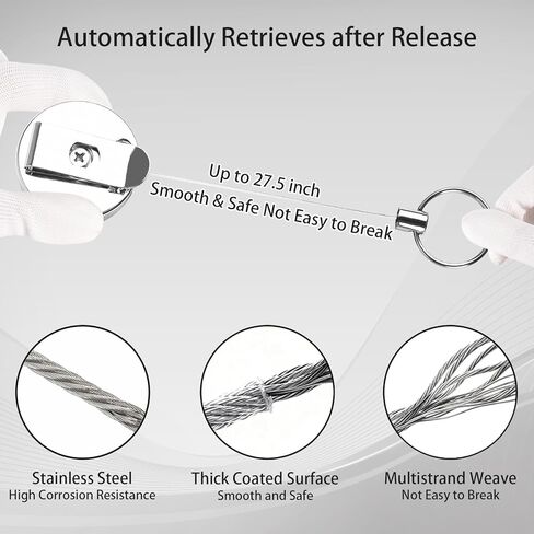 2 Pack Retractable Pull Pen Pencil Holder, 27.5'' Retractable Pen Holder Pencil Lanyard with Belt Clip and Key Ring for Carpenters, Workers, Nurses, Bricklayer, Waiter in Saudi Arabia